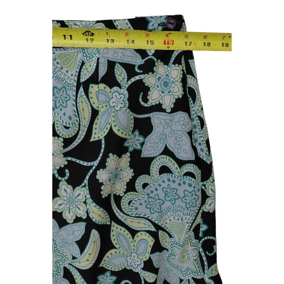 Floral Hi-Low Black and Green Women's Skirt - Picture 3 of 9